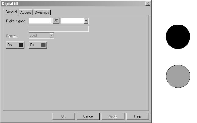 7 Programování Grafické zobrazení a řízení Digital fill Objekt, který se používá k vyplnění orámované oblasti libovolnou barvou.