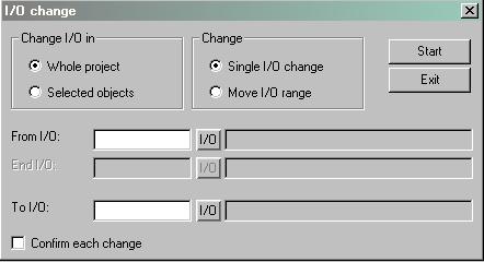 7 Programování Programování pomocí programovacího softwaru /O Change Pomocí funkce [/O Change] je možné změnit vstupy a výstupy nebo posunout celou vstupní/výstupní oblast.