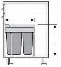 3/29 Raumspar-Tandem-S 3644-73 Objem nádob: 1 x 12 l, 2 x 8,5 l celkový objem: 29 l Vestavné rozměry: Š x H x V, 434 x 330 x 347 mm