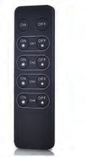 10ti-kanálové Napájení: knoflíková baterie 3 V DC, typ CR2025 Frekvence: 434 MHz / 868 MHz Rozměry: 39 x 137 x 11 mm Dálkové