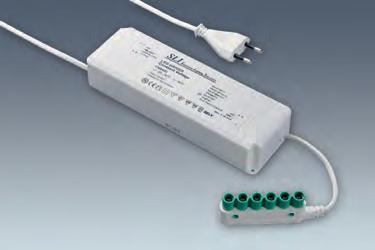 DOPLŇKY - NAPÁJENÍ Napájení konstantním napětím 12 V DC Vstupní napětí: 230 V Výstupní napětí: 12 V DC Připojovací kabel: 3000 mm s Euro koncovkou Výstupní kabel: 130 mm, 6ti dělič ESP 110 Označení
