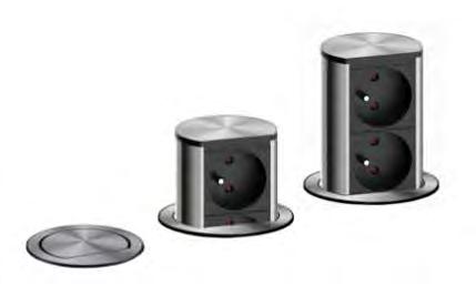 Výsuvná elektrická zásuvka 2 x 230 V / 1x 230 + 2 x USB