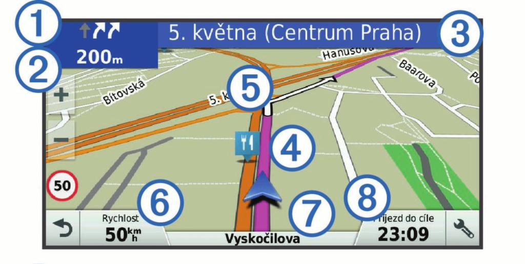 Když se přiblížíte k některému cíli, zařízení vás automaticky vyzve k vyhledání parkování. Vyberte Ano, pokud chcete vyhledat parkovací místo v blízkosti (Parkování v blízkosti cíle, strana 4).