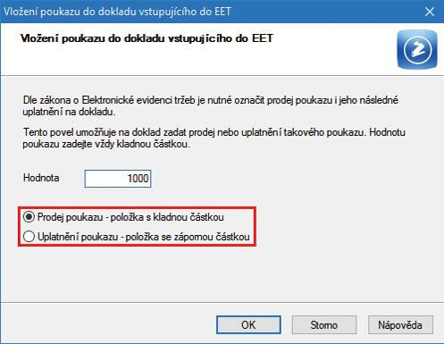 Takový doklad je ve formuláři označený příznakem EET: Odesláno v modré barvě a je automaticky zapsaný do agendy Elektronická evidence tržeb.