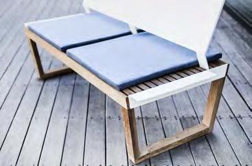 The sitting and lying part is made from solid wood or the Batyline outdoor fabric. The products are stackable. The light structure ensures easy manipulation.