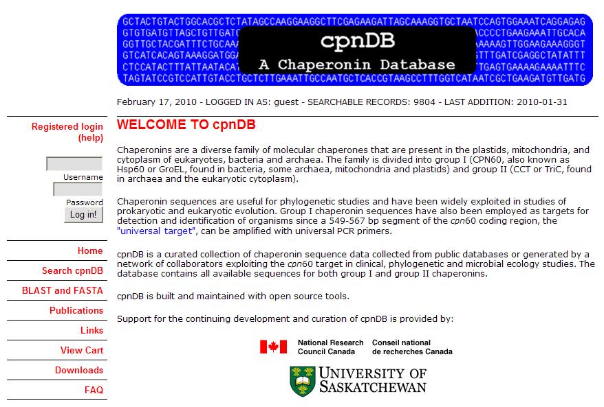 cpndb: A Chaperonin Database