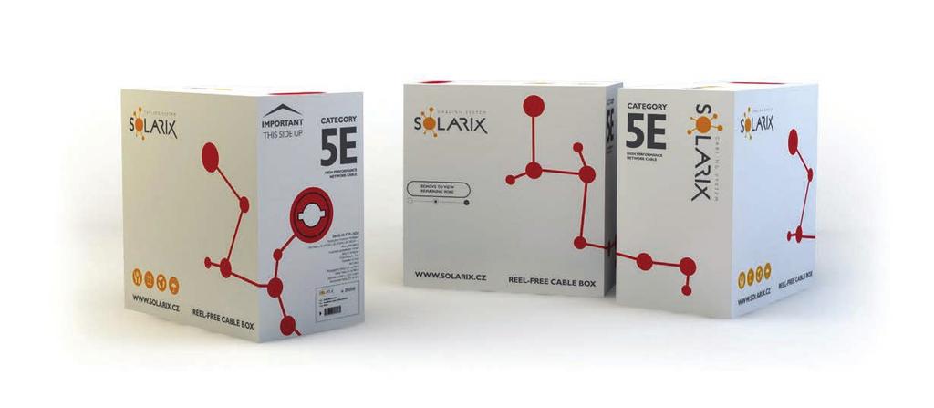 STRUKTUROVANÁ KABELÁŽ SOLARIX Chytré boxy u instalačních kabelů Solarix Instalační kabely Solarix v návinu 305m jsou zabaleny ve velmi pevném a odolném třívrstvém