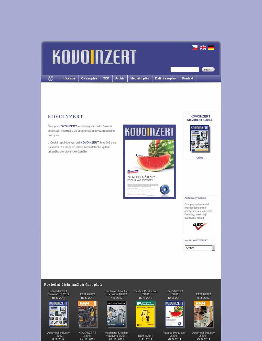 Nabídka internetové prezentace Webové stránky vydavatelství a jednotlivých časopisů A