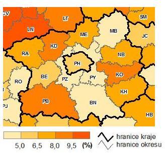 2.1.4. Nezaměstnanost SCLLD MAS Jihozápad - část I. MAS Jihozápad jako součást Středočeského kraje (a tedy díky blízkosti Prahy) má celkově v rámci ČR velmi nízkou nezaměstnanost.