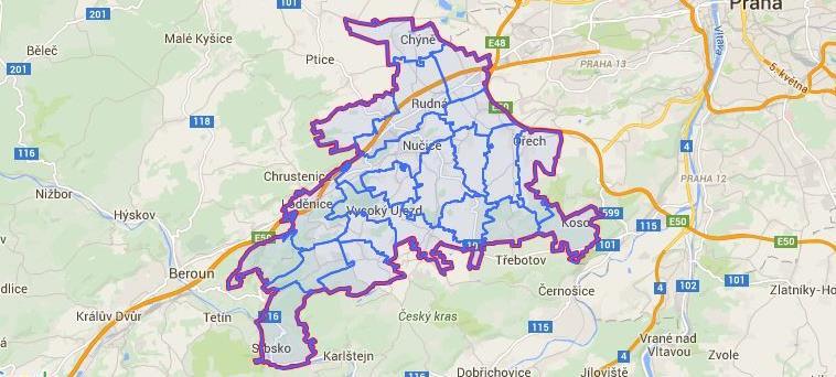 1. Popis území a zdůvodnění výběru 1.1. Vymezení území MAS Jihozápad pokrývá území 20 obcí, status města má pouze Rudná. Rozloha území je 101,56 km 2, žije zde k 1. 1. 2017 celkem 23 258 obyvatel a hustota obyvatel je 229,0 obyvatele/km 2.