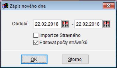 Zápis počtů strávníků do jediného dne Tato novinka Vás bude zajímat, pokud do programu zapisujte počty strávníků ručně a tyto počty