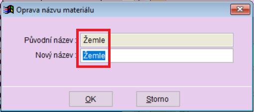 Vylepšená funkce pro opravu názvu skladové karty Při opravě názvu skladové