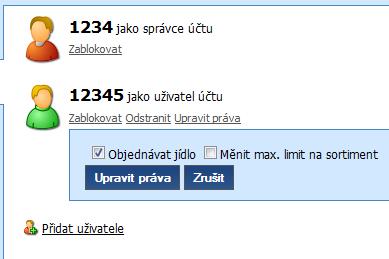 8.2.1 Změna hesla Uživatel má možnost změnit si své heslo pro přihlášení k internetovému objednávání.