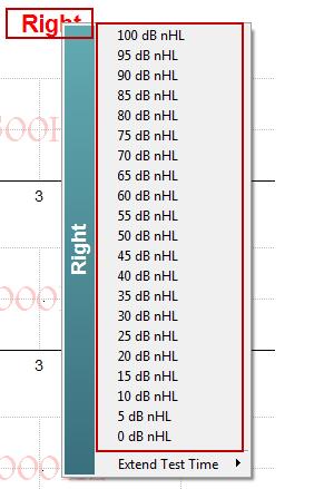 klepnutím pravým tlačítkem myši na text vpravo nebo vlevo nad grafem testovací frekvence.