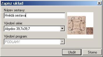 Toto nastavení má význam jedině tehdy, pokud jste pro sestavu použili dlaždice z různých sérií, popř. různých výrobních programů (viz elektronická příručka Editor databází dlaždic).