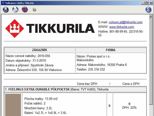 CAD Decor > Modul barev Tikkurila Otevře se dialogové okno s náhledem