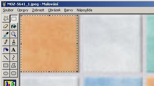 Nástrojem Výběr označte oblast obrázku, kterou chcete použít pro definici první dlaždičky v mozaice: Zkopírujte výběr do schránky Windows klávesovou zkratkou