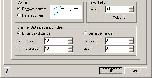 CAD Decor > Manipulace s prvky Otevře se dialogové okno Drawing Settings: Do pole Radius zadejte poloměr zaoblení. Stiskněte OK.
