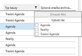 Zde je mžné hledat i dle Dalších plí definvaných uživatelem (pr více infrmací Dalších plích jděte na Nastavení dalších plí). Nahře uprstřed jsu ve většině brazvek rychlé filtry.