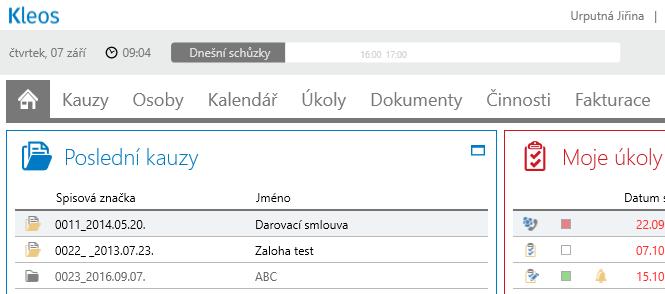 Část 4 - Odkazy Splečné prvky Všechny části Klesu sdílí splečné funkce a prvky. Nahře uprstřed je umístěn tlačítk pr hlášení. Z bezpečnstních důvdů dpručujeme se před zavřením Klesu dhlásit.