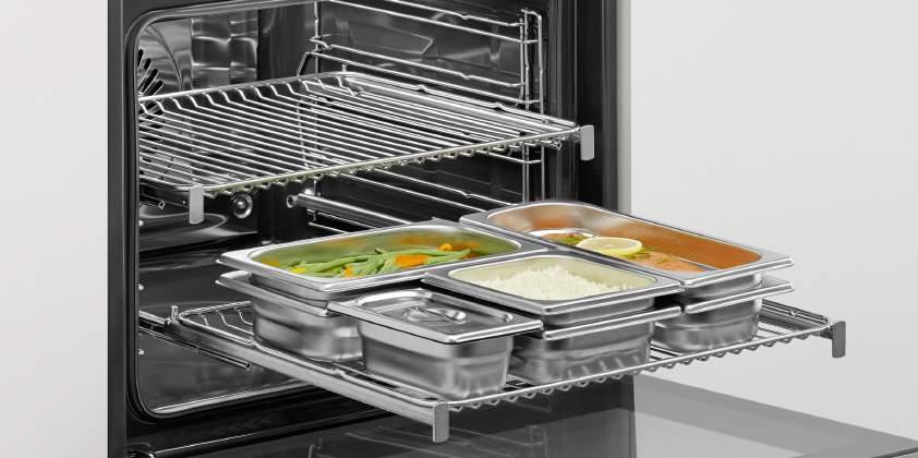 Trouby - příslušenství a doplňky Trouby Deluxe sada velkých nádob pro vaření v páře Trouby - výkon vhodné na ryby, maso, rýži a jemnou zeleninu vysoce kvalitní nerez vhodné do myčky nádobí navrženo