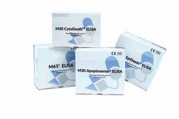 M30-CytoDeath ELISA je užitečným nástrojem pro in vitro testování a charakterizaci látek způsobujících apoptózu Test lze použít pro měření hladin i v jiných in vitro modelech jako jsou mnohobuněčné
