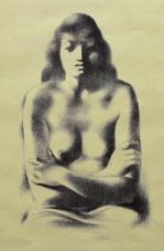 Japonsko, 1850-1880, závěsná montáž. 3.000 Kč 105) ANONYM: Portrét dívky.