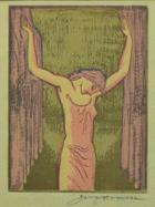 Litografie, 15 x 22,5 cm, signováno tužkou, datováno 1946, pasparta, sklo, rám.