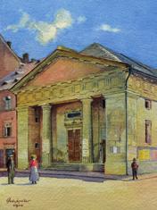 Akvarel na papíře, 26 x 18,5 cm, signováno Bretschneider, datováno 1904, pasparta,