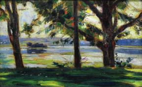 pasparta, sklo, rám. 252) beneš Karel (1881-1941): Cesta březinkou.