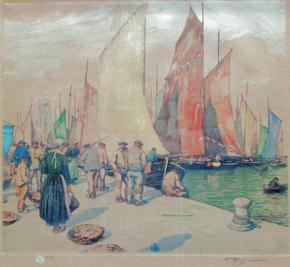 269) ŠIMON Tavík František (1877-1942): Bretaňské přístaviště plachetnic.