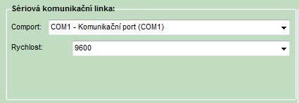 4.2 Nastavení sériové komunikační linky Nastavte komunikační port, který je pro sériovou linku používán. Nastavte komunikační rychlost.