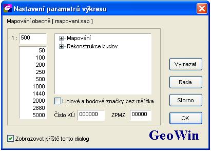 Měřítko můžete nejen vybrat ze seznamu, ale i napsat do editačního pole.
