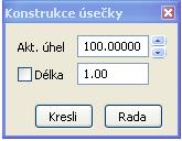 Uživatel nejprve vybere linii z které se bude konstruovat úsečka, následně graficky zadá délku úsečky (pokud je délka úsečky nastavená dialogem, určí z jaké strany se vykreslí) a nakonec ukáže patu