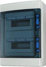 Typový klíč IKA - 2 / 24 S T - UV Plastová rozvodnice - Počet řad / Počet Výbava Provedení - Materiál modulů TE dveří 1-3 4-54 S = šroubové svorky T = průhledné