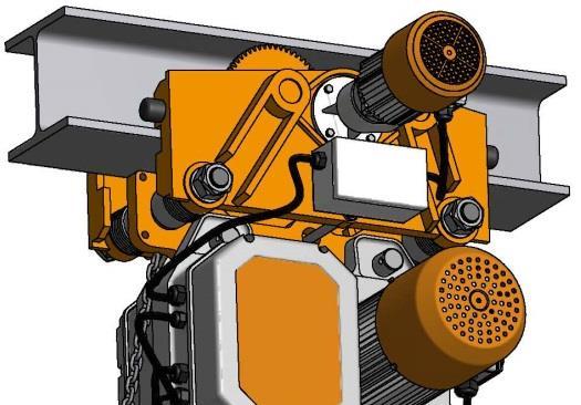 4.1.4 Elektrický řetězový kladkostroj s elektrickým pojezdem Všechny pojezdy jsou vhodné pro úzké nosníky podle DIN 1025 a evropské normy 24-62 nosníky I střední velikosti v souladu s DIN 1025 široké