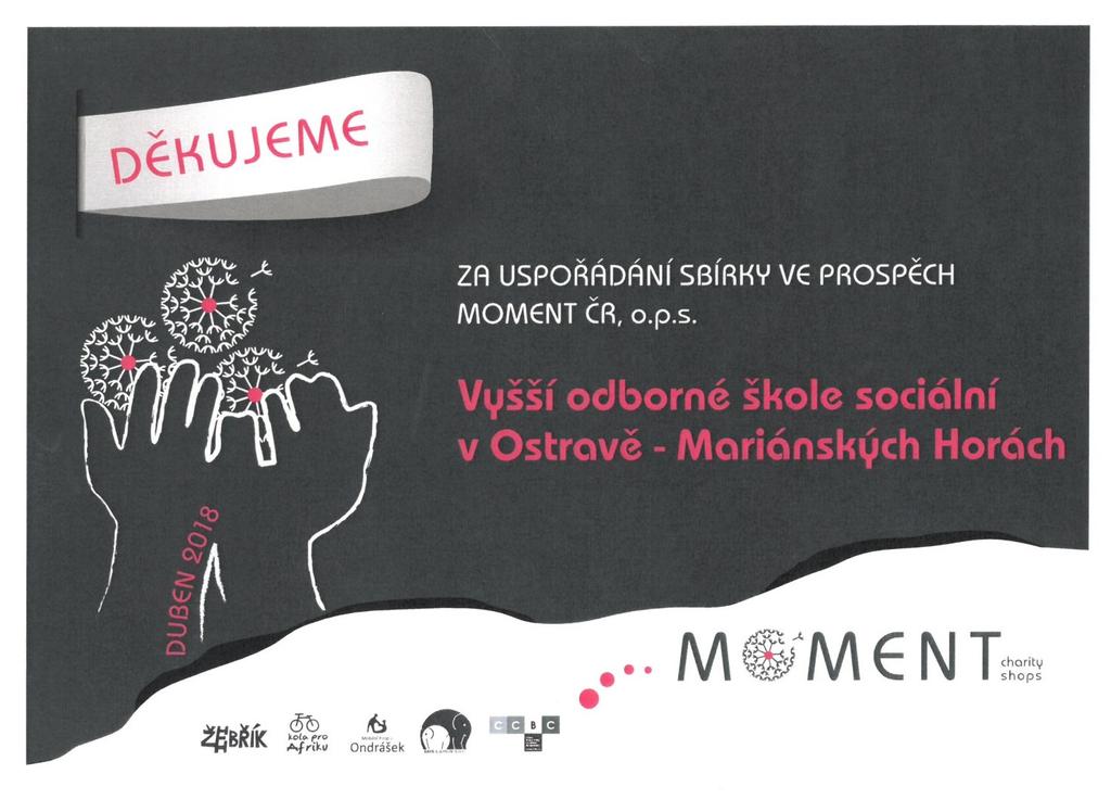 Letos jsme opět zorganizovali sbírku šatstva a mnoha dalších věcí pro organizaci MOMENT, o. p. s. tak trochu jiný obchod.
