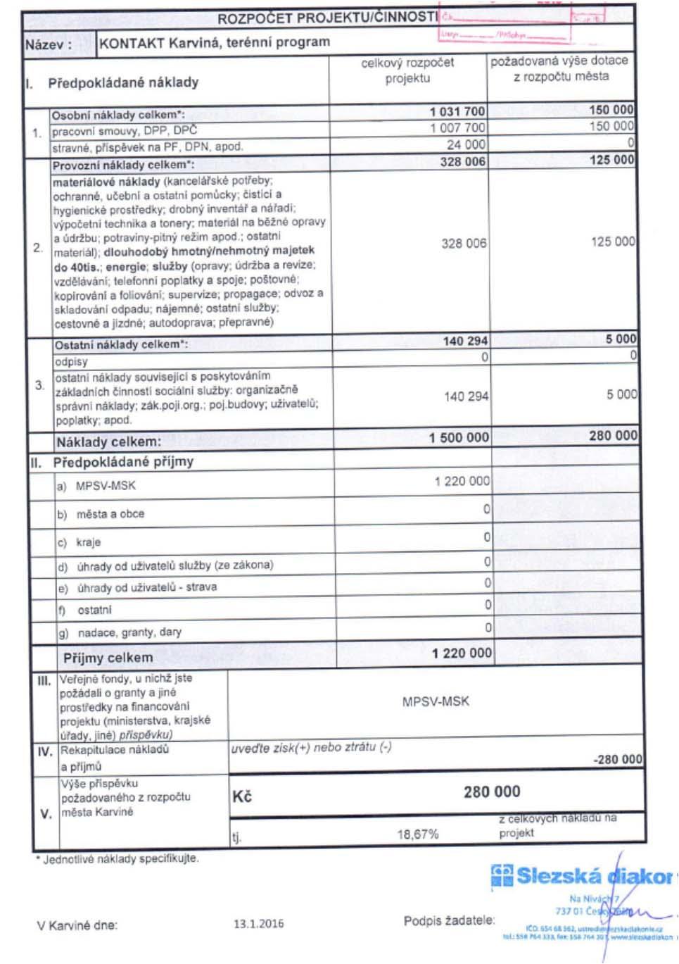 Slezská diakonie: KONTAKT Karviná, terénní program