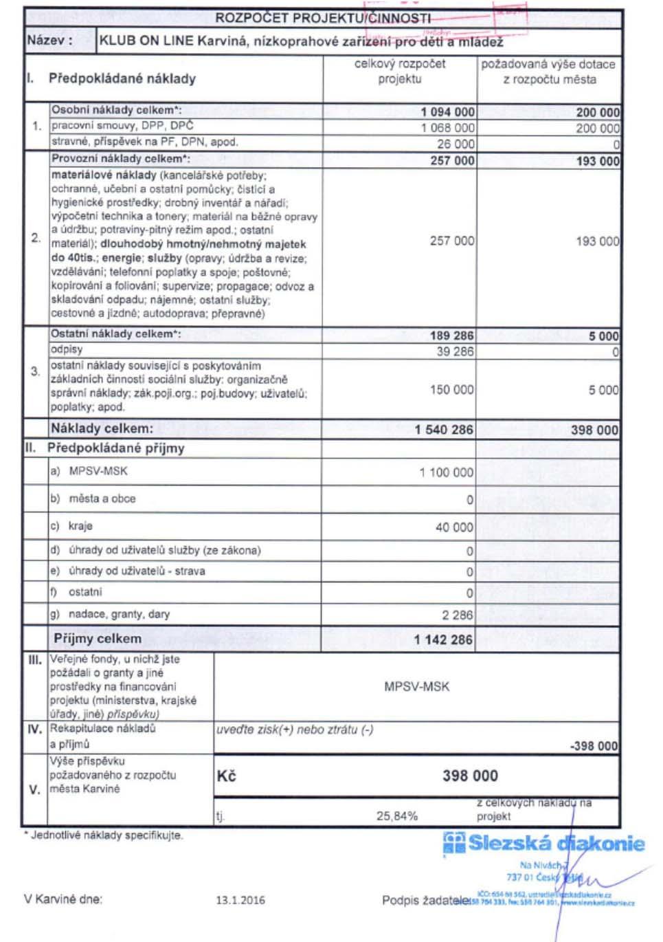 Slezská diakonie: KLUB ON LINE Karviná, nízkoprahové zařízení pro