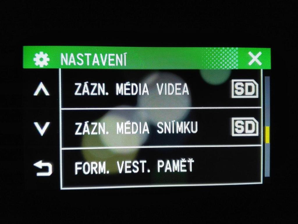 Nastavení záznamu na SD V