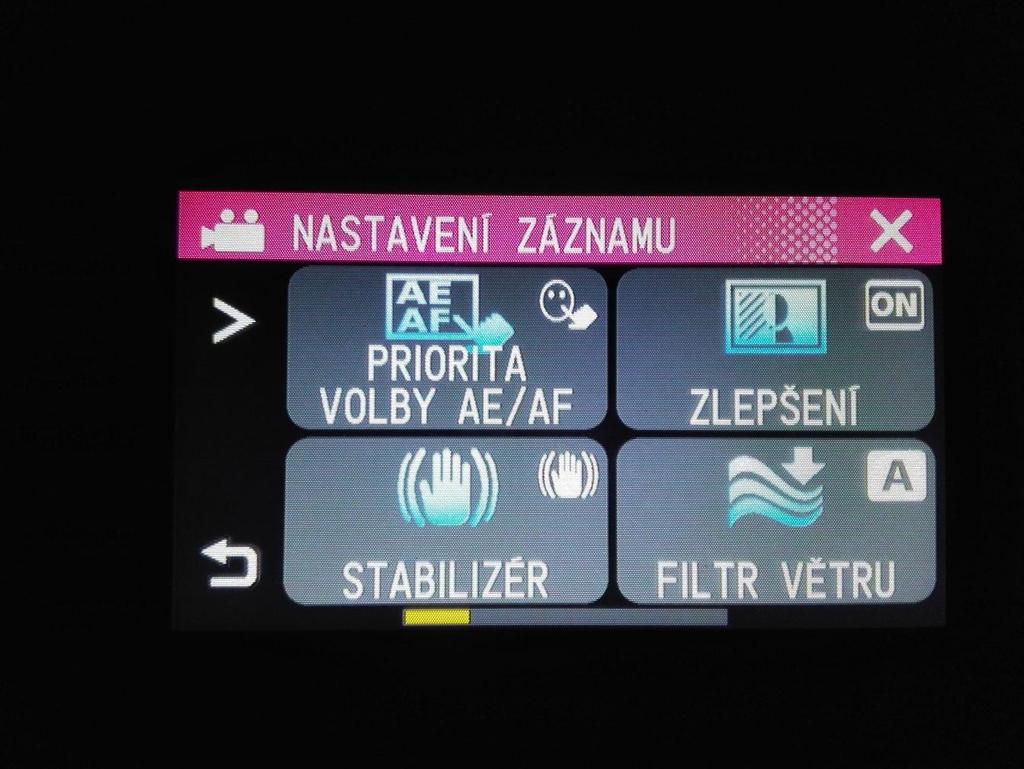 Nastavení záznamu V první