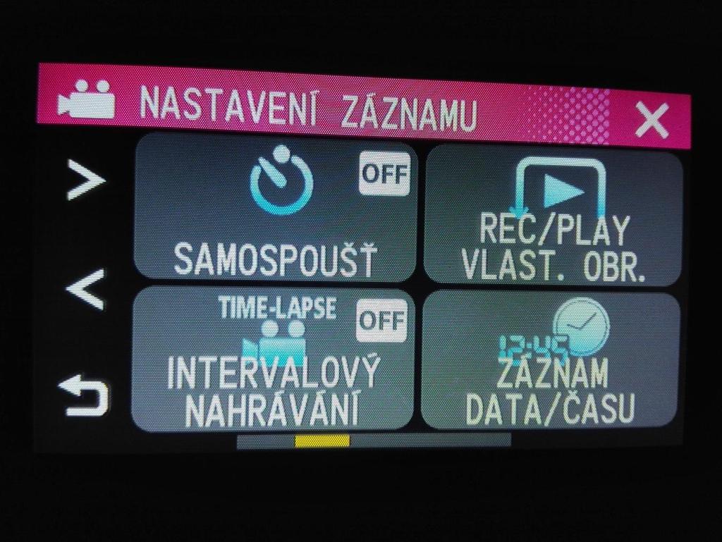 Nastavení záznamu Zde je potřeba nastavit záznam