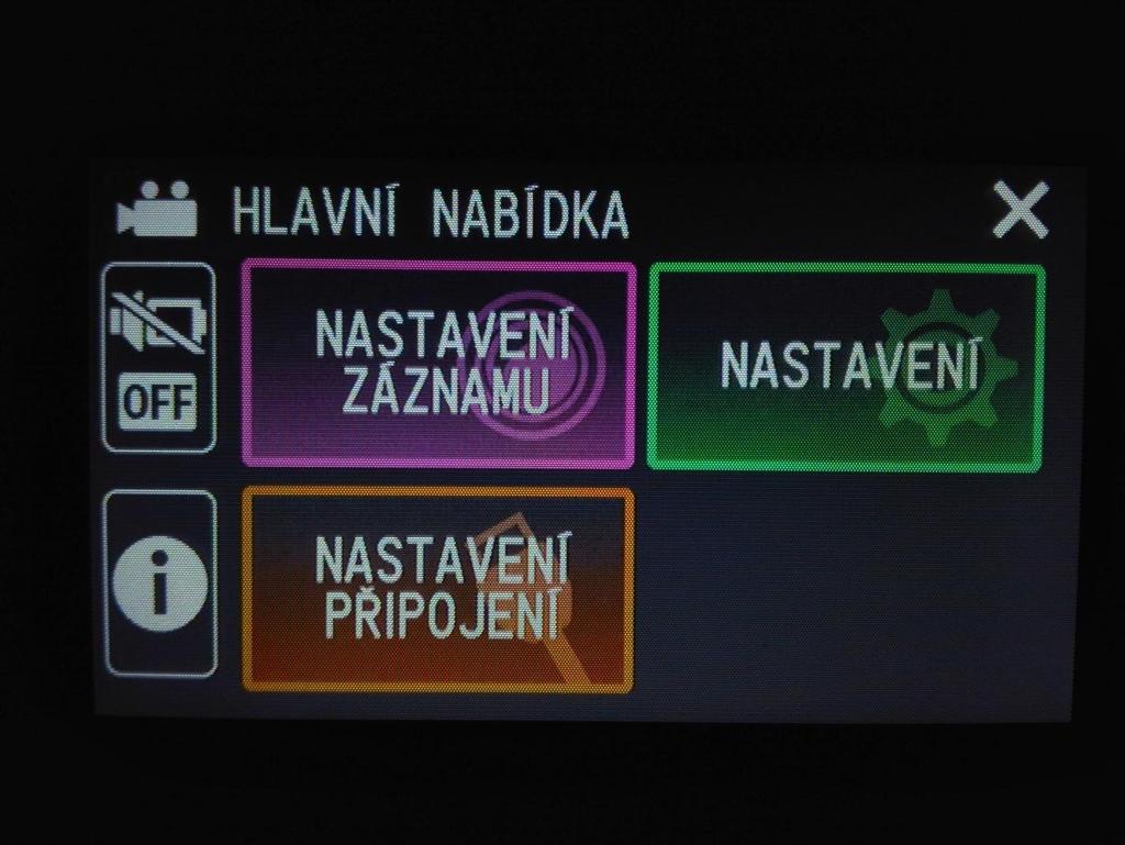 Nastavení - základní tři menu nastavení