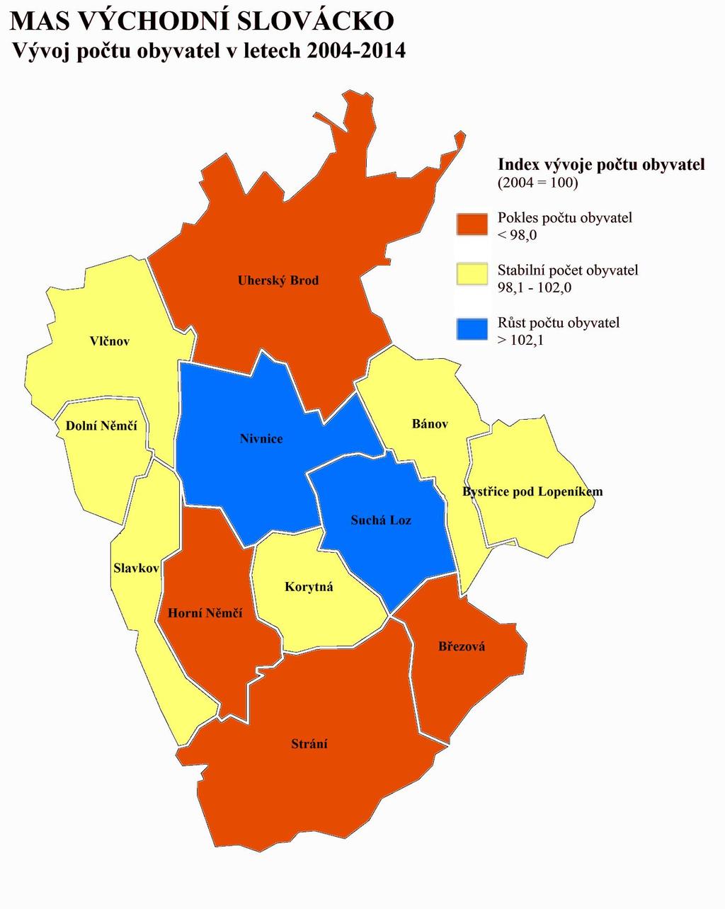 obyvatel (kromě Uherského Brodu), a proto se situace v území nemění v dlouhodobém horizontu nijak zásadně.