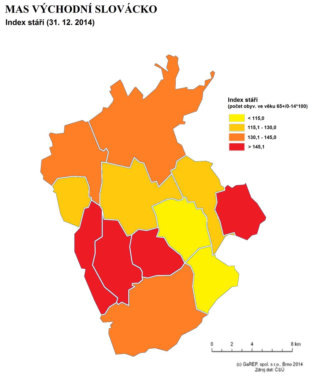 Obr. 4: Index stáří na území MAS