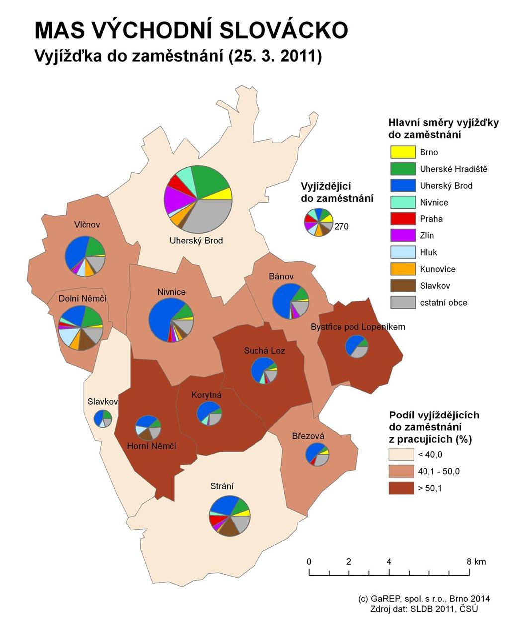 Pramen: SLDB 2011, vlastní zpracování Míra nezaměstnanosti(dle původní metodiky do roku 2011) kopíruje dlouhodobější vývoj nezaměstnanosti jak v správním obvodu obce s rozšířenou působností Uherský