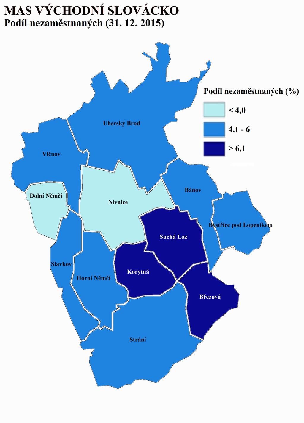 Obr. 10: Míra nezaměstnanosti v MAS Východní
