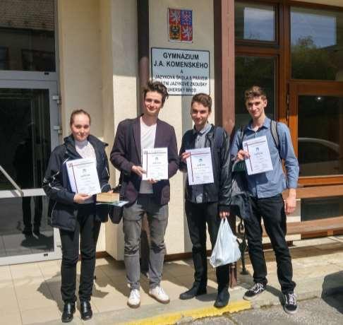 Kdy: 21. dubna 2017 Krajské kolo soutěže SOČ Kde: Gymnázium J. A. Komenského Uherský Brod O co šlo: Dne 21.4.2017 se zúčastnili žáci Natálie Maňáková 3.D, Sebastian Matůš 3.A, Ondřej Vašků 3.