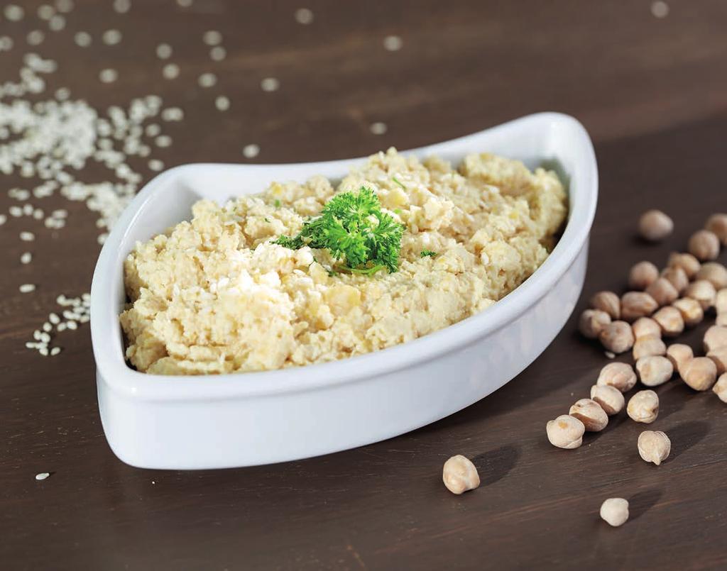 8 Viacúčelový mixér Power Blender PIKANTNÝ HUMMUS INGREDIENCIE 200 g sušeného cícera 3 strúčiky cesnaku 3 lyžice citrónovej šťavy 2 lyžice olivového oleja 2 lyžice tahini (sezamová pasta) 100 ml