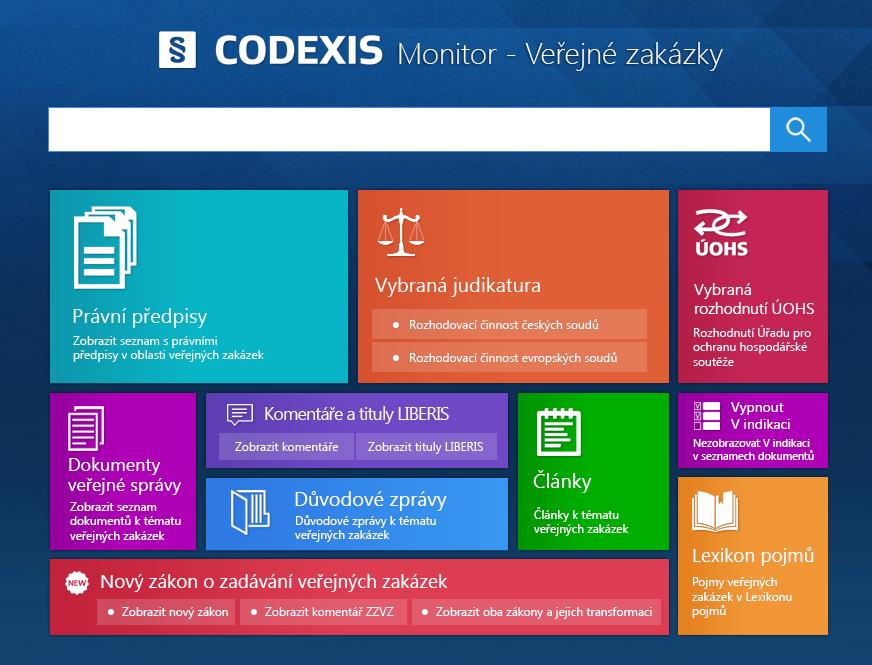 6.10 Monitor - Veřejné zakázky Nový licencovaný doplněk právního informačního systému Codexis umožňující efektivní práci s dokumenty a komentáři souvisejícími s tématem veřejných zakázek.